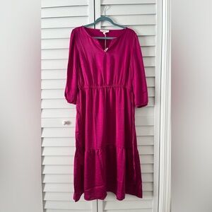 Satin Luck Brand Pink Midi Dress